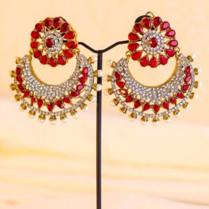 Zarmin Nauratan Chandbali Earrings - Ruby Red