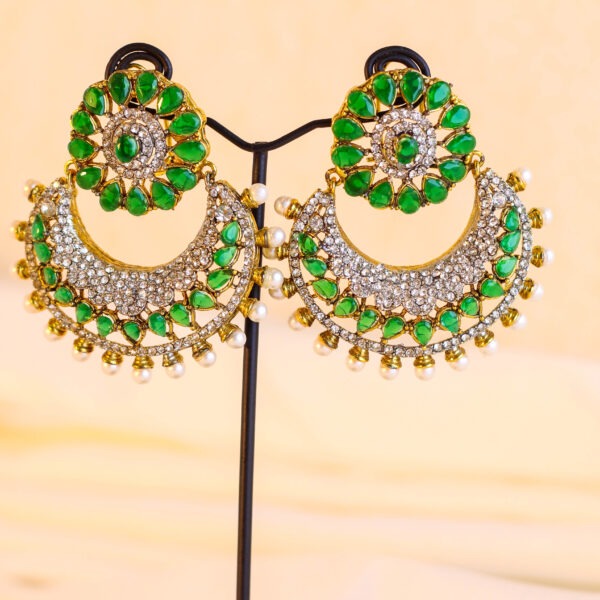 Zarmin Nauratan Chandbali Earrings - Emerald Green