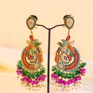 Madhuban Nauratan Earrings - Emerald Green