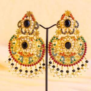 Noor Nauratan Chandbali Earrings - Black Onyx