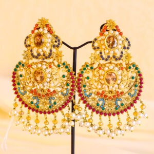 Noor Nauratan Chandbali Earrings - Amber