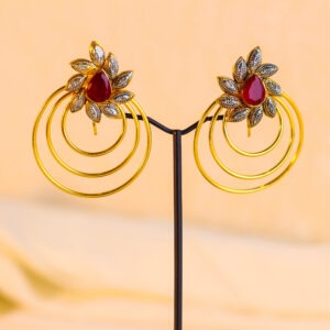 Ruby Blossom Circle Earrings