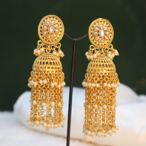 Gulnaar Rajwaadi Jhumkas - Pearl White